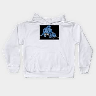 Chonky Blue Dragon On Black Background Kids Hoodie